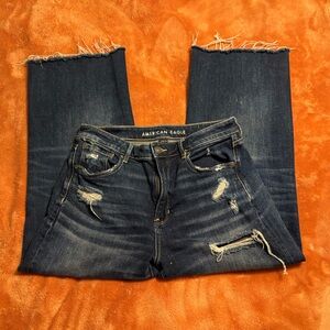 American Eagle Dark Wash Jeans with Distressed Details
